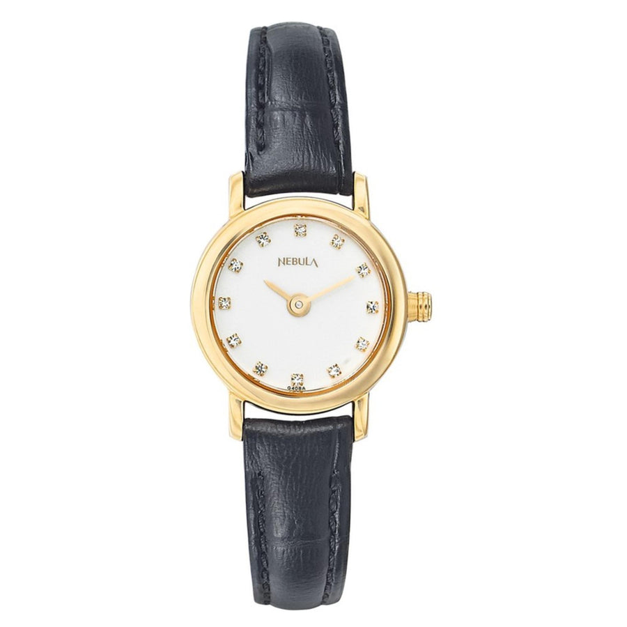 Titan Nebula Vintage 18k Gold Analog Leather Strap Watch for Women