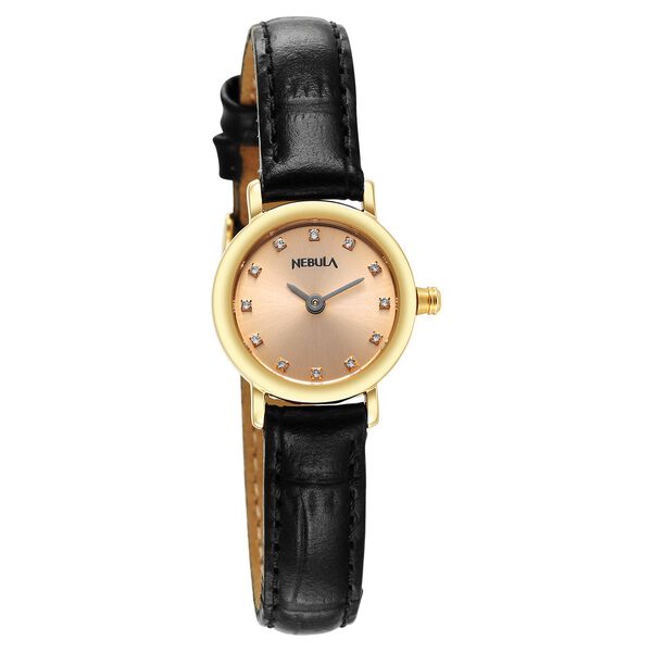 Titan Nebula 18K Gold Dial with Studded Indices Leather Strap Analog Watch for Women