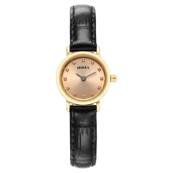 Titan Nebula 18K Gold Dial with Studded Indices Leather Strap Analog Watch for Women