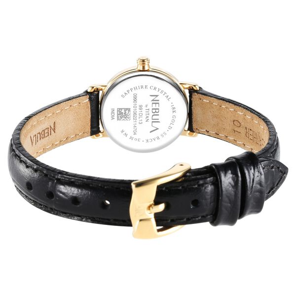 Titan Nebula 18K Gold Dial with Studded Indices Leather Strap Analog Watch for Women