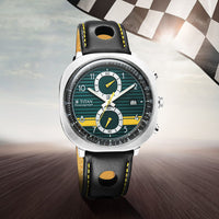 Titan Racecraft Green Dial Black Leather Strap Chronograph Watch for Men