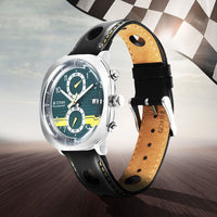 Titan Racecraft Green Dial Black Leather Strap Chronograph Watch for Men