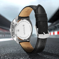 Titan Racecraft Black Dial Leather Strap Chronograph Watch for Men