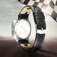 Titan Racecraft Green Dial Black Leather Strap Chronograph Watch for Men