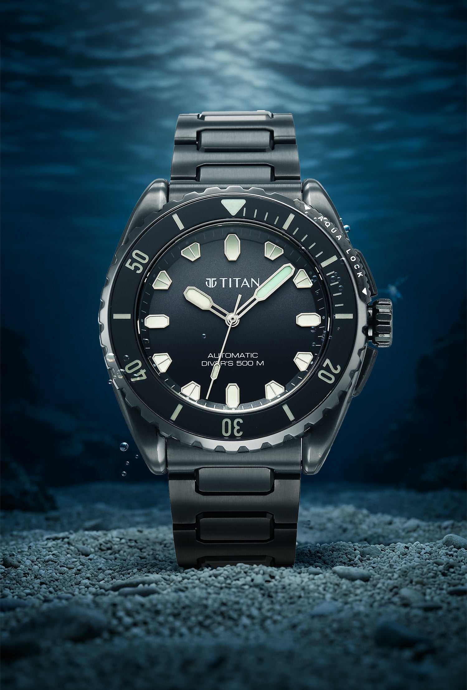 Titan Zero Hour Diver's Black Dial Automatic Watch