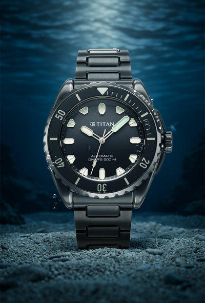 Titan Zero Hour Diver's Black Dial Automatic Watch