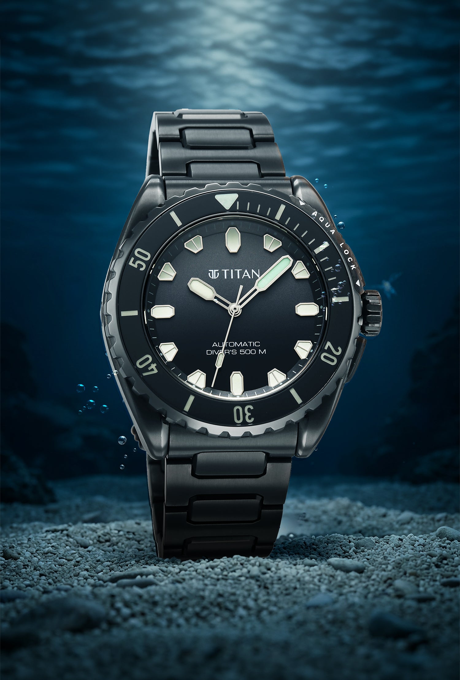 Titan Zero Hour Diver's Black Dial Automatic Watch
