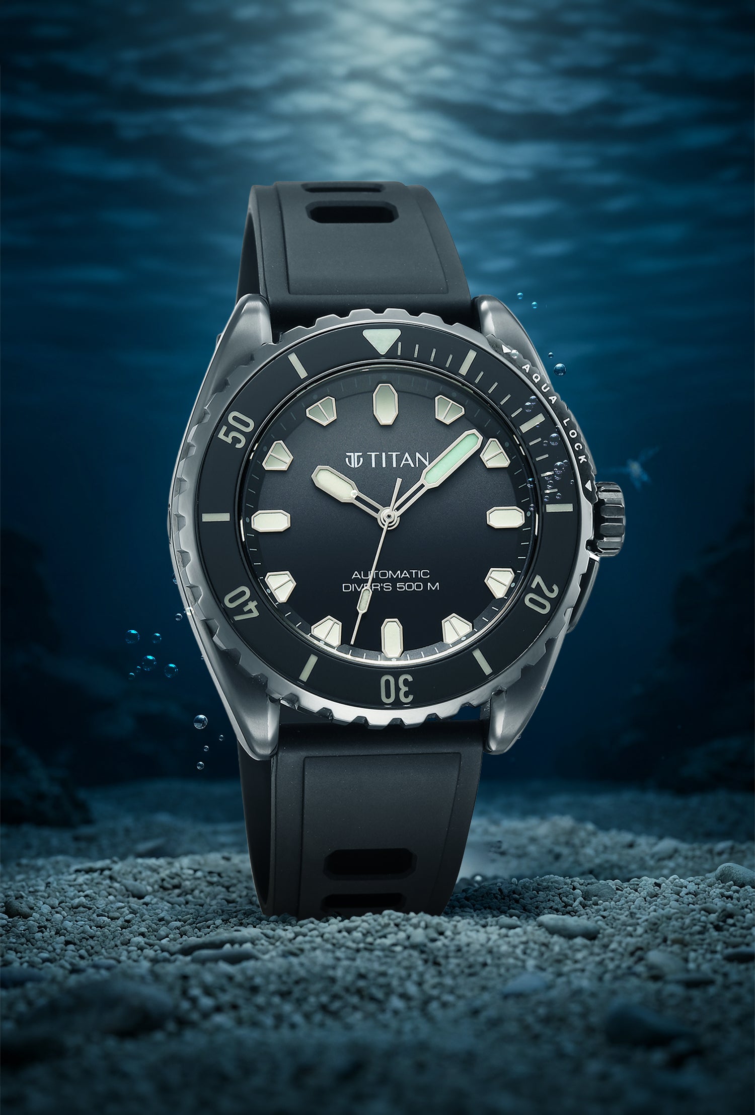 Titan Zero Hour Diver's Black Dial Automatic Watch