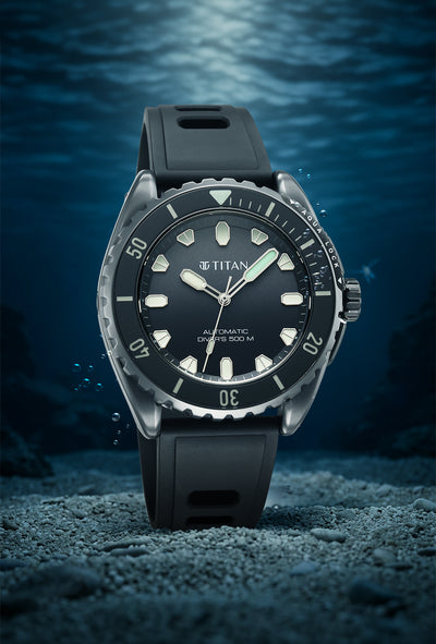 Titan Zero Hour Diver's Black Dial Automatic Watch