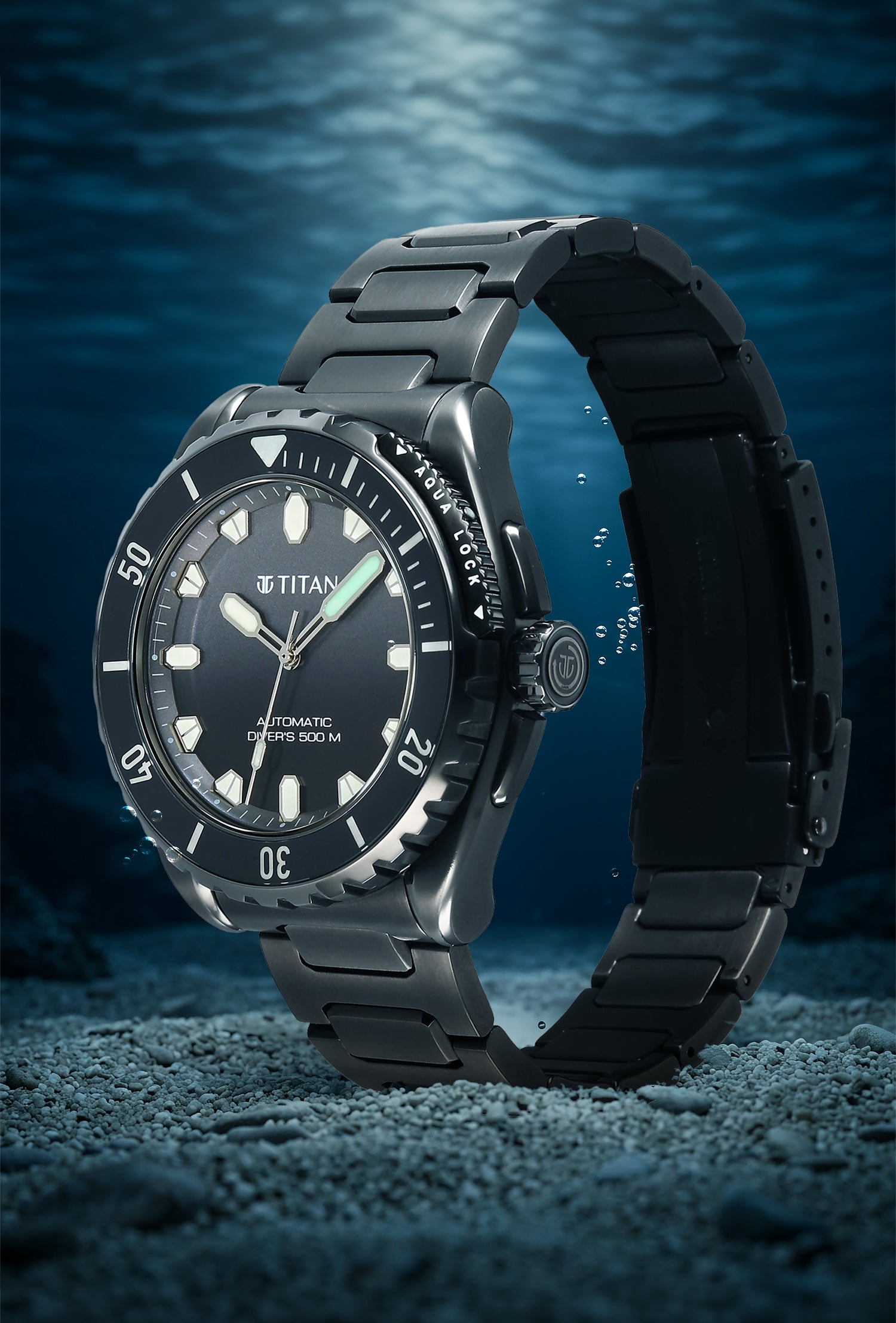 Titan Zero Hour Diver's Black Dial Automatic Watch