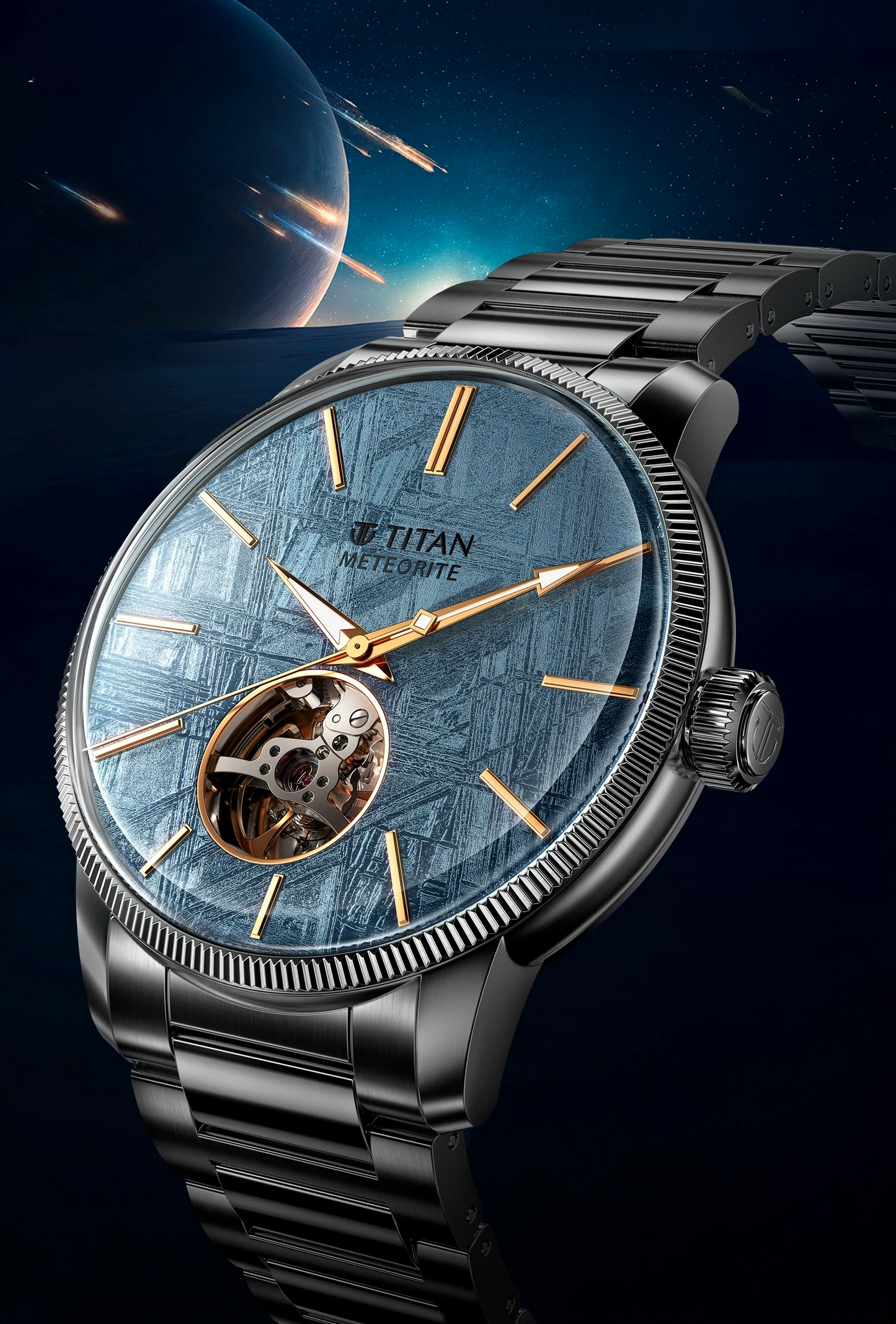 Titan Stellar Meteorite Open-Heart Dial Automatic Watch