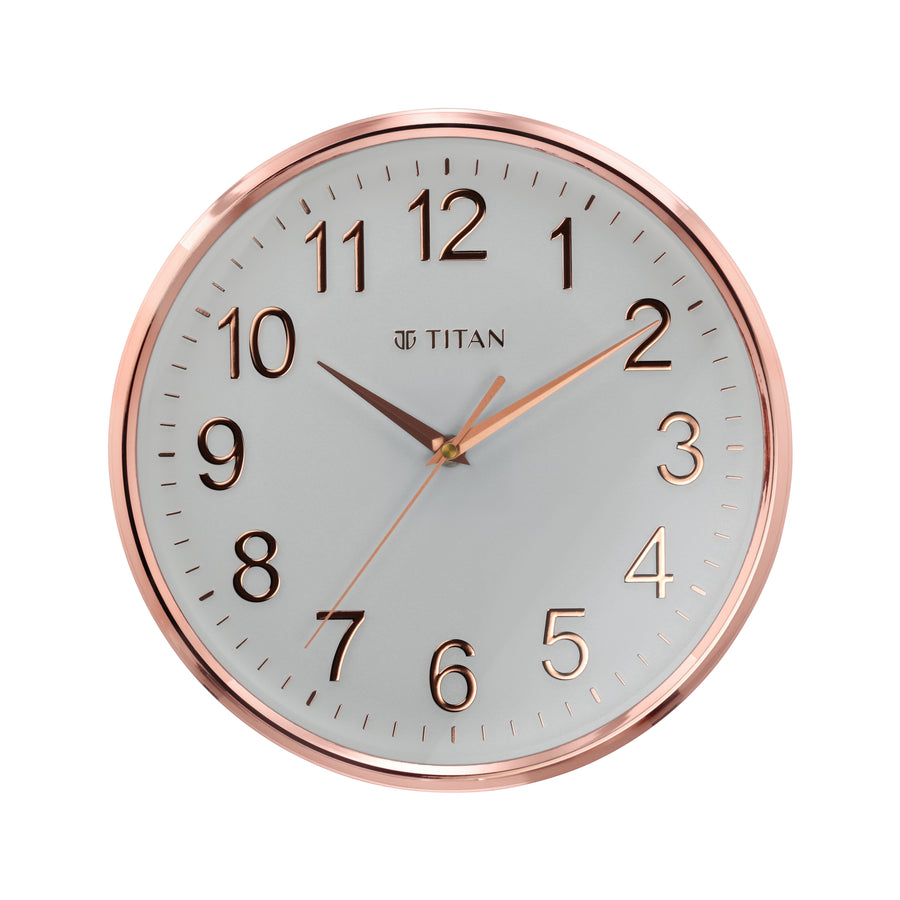 Titan Classic White Metallic Finish Wall Clock with Silent Sweep Technology