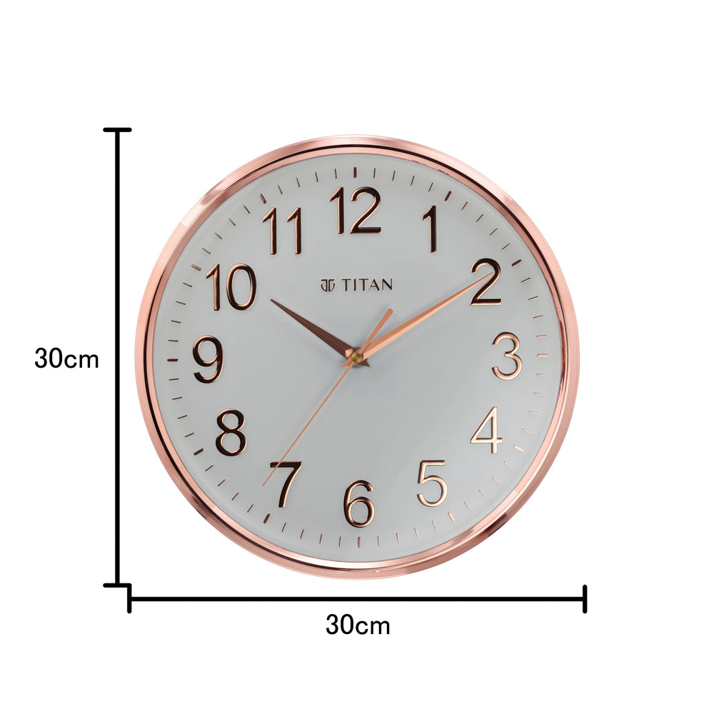 Titan Classic White Metallic Finish Wall Clock with Silent Sweep Technology