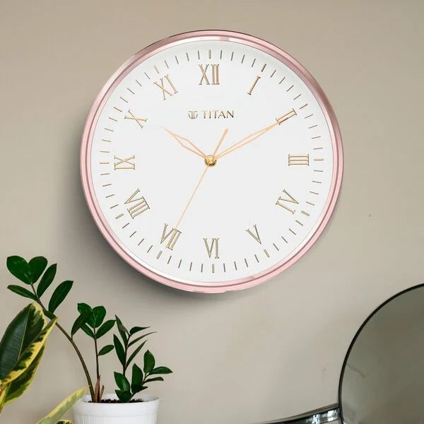Titan Elegant White Wall Clock with Silent Sweep Technology