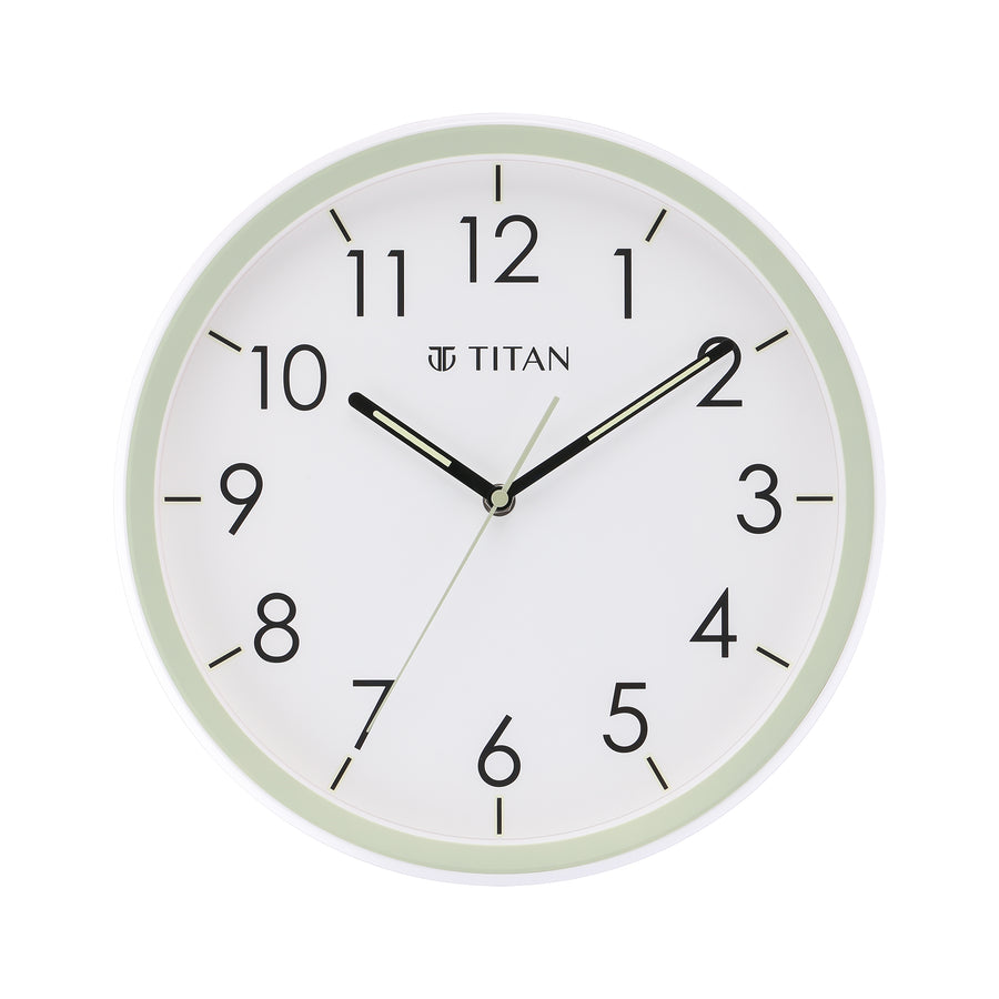 Titan White Wall Clock with Night-Time Illumination