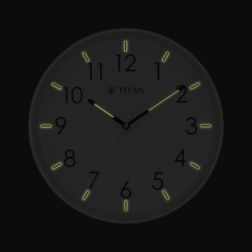 Titan White Wall Clock with Night-Time Illumination