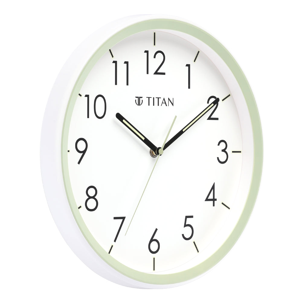 Titan White Wall Clock with Night-Time Illumination