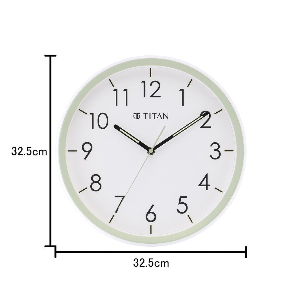 Titan White Wall Clock with Night-Time Illumination