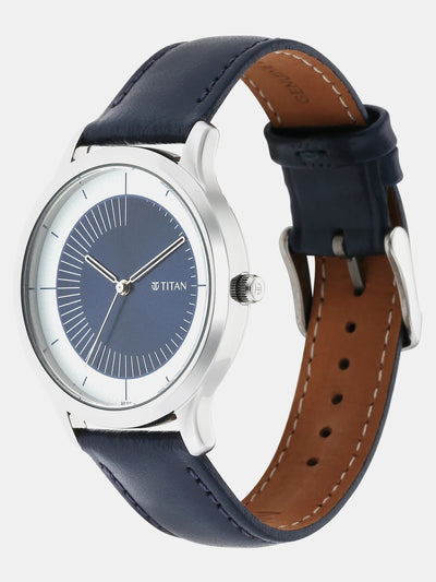 Titan Blue Dial Leather Strap Analog Watch for Women