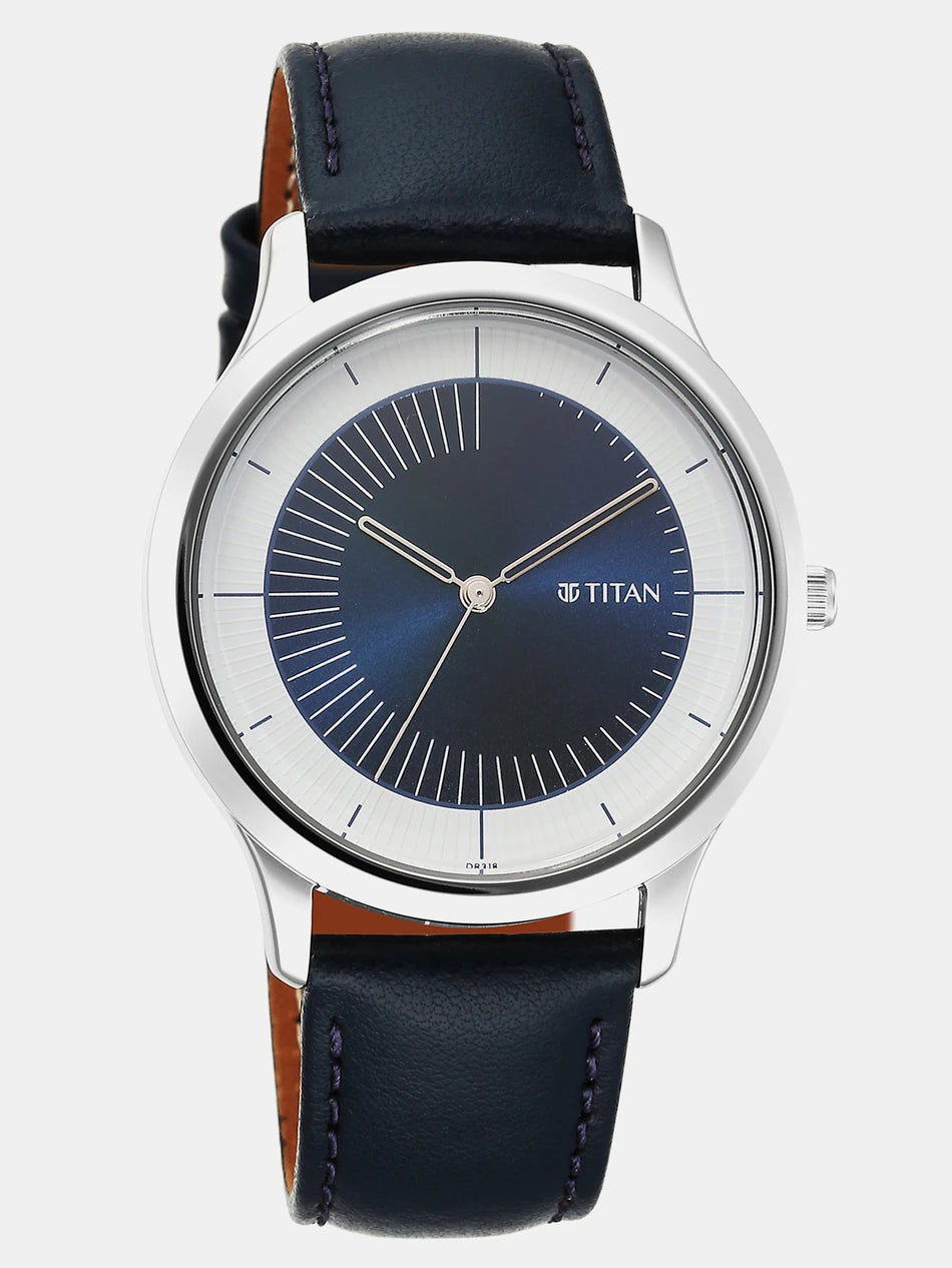 Titan Blue Dial Leather Strap Analog Watch for Women