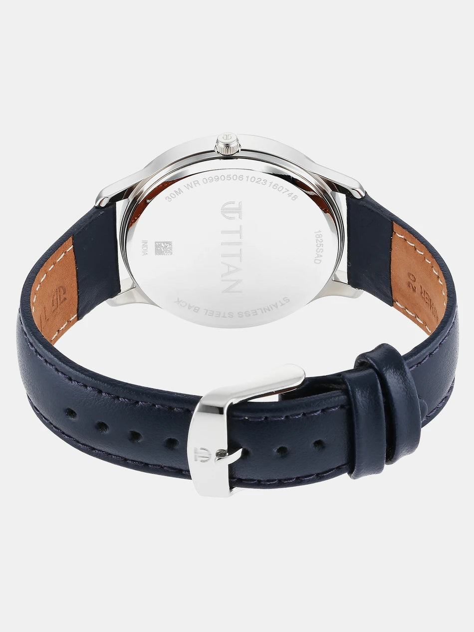 Titan Blue Dial Leather Strap Analog Watch for Women