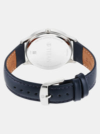 Titan Blue Dial Leather Strap Analog Watch for Women