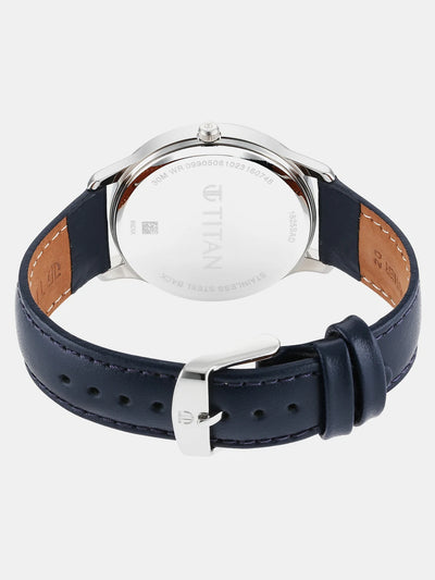 Titan Blue Dial Leather Strap Analog Watch for Women