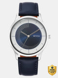 Titan Blue Dial Leather Strap Analog Watch for Women