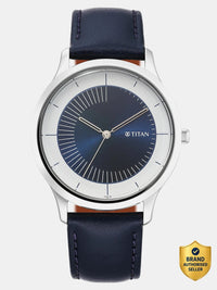 Titan Blue Dial Leather Strap Analog Watch for Women